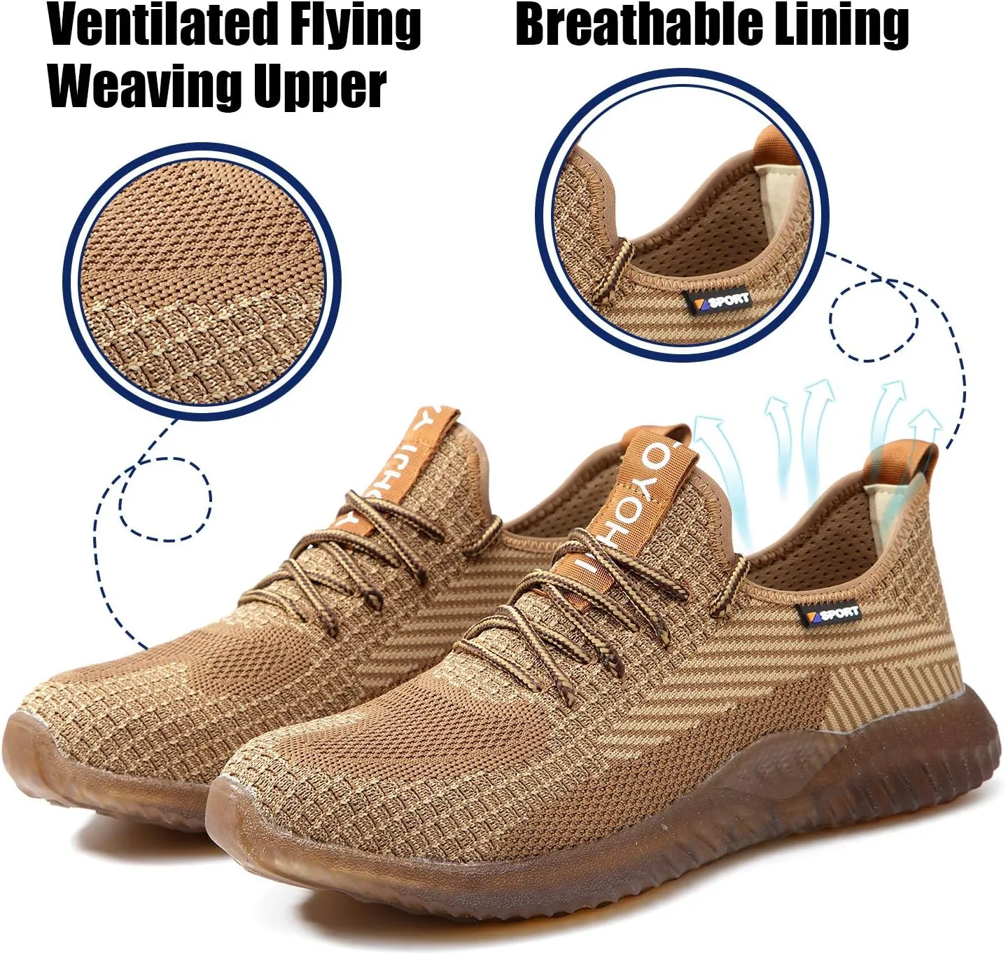 UCAYALI Men's Women's Safety Shoes Steel Toe Work Sneakers Breathable Lightweight Construction Shoes Mesh