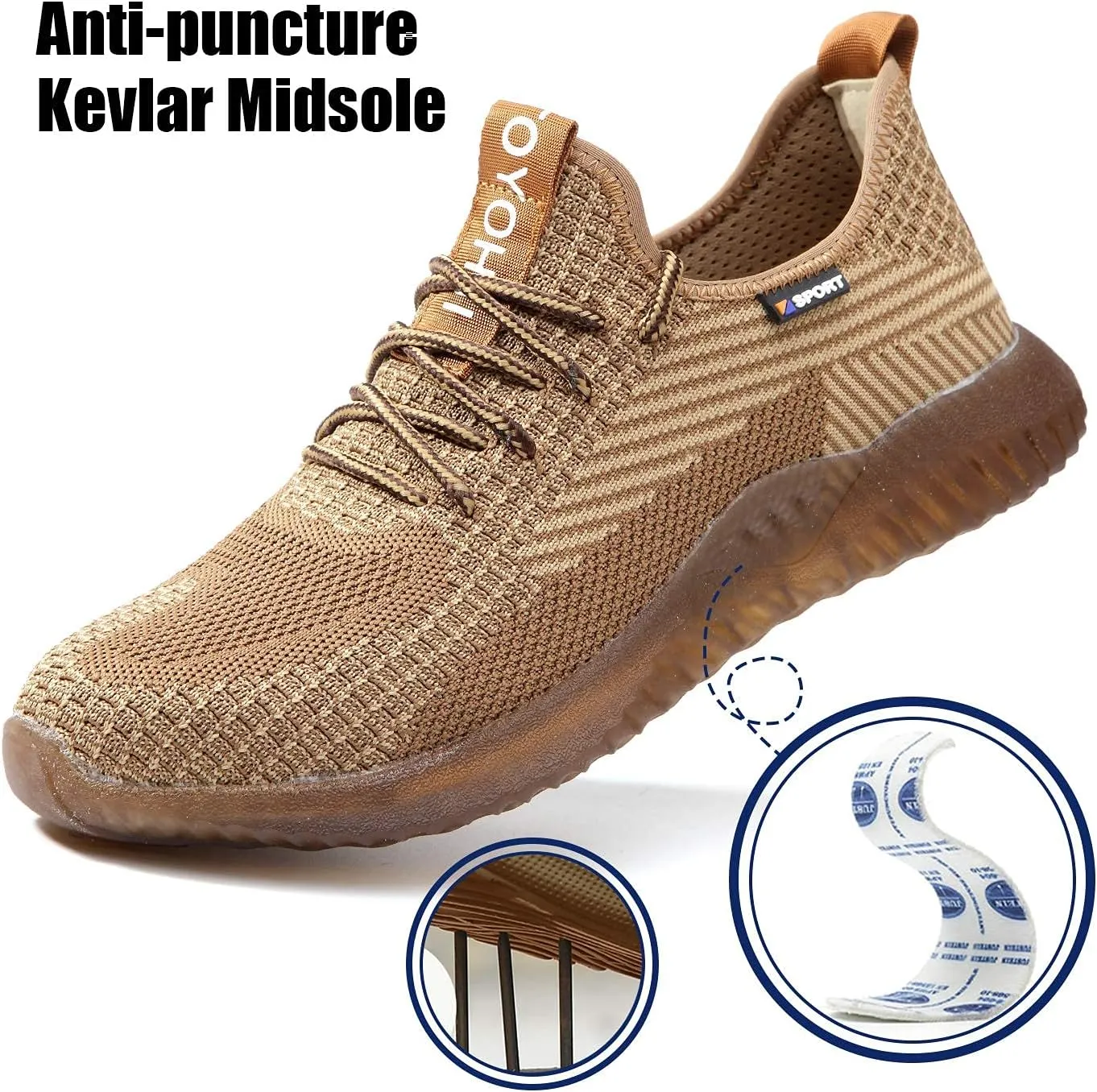 UCAYALI Men's Women's Safety Shoes Steel Toe Work Sneakers Breathable Lightweight Construction Shoes Mesh