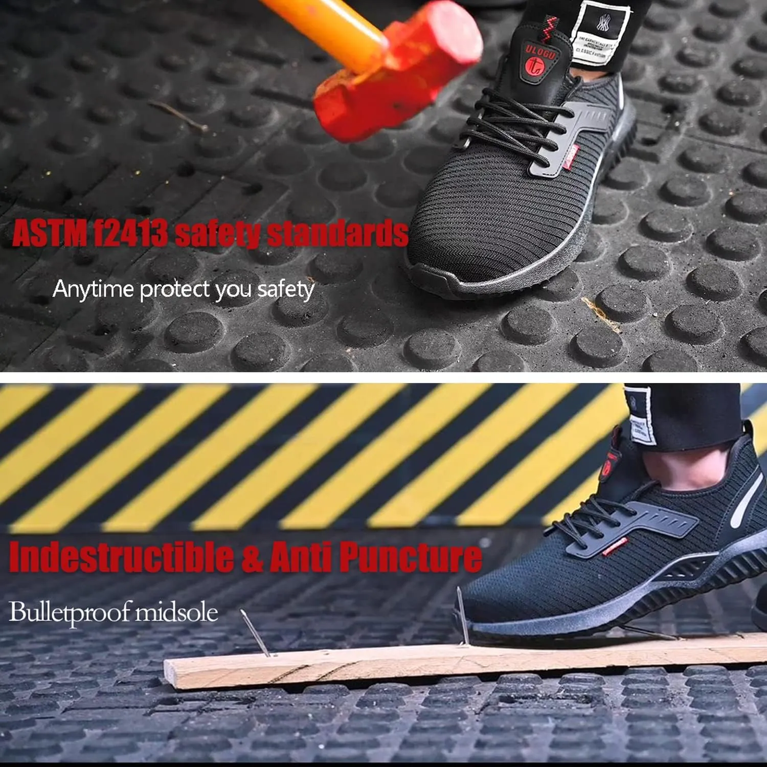 ulogu Steel Toe Shoes for Men WomenWaterproof Lightweight Roofing ShoeSafety Industrial Work Sneakers