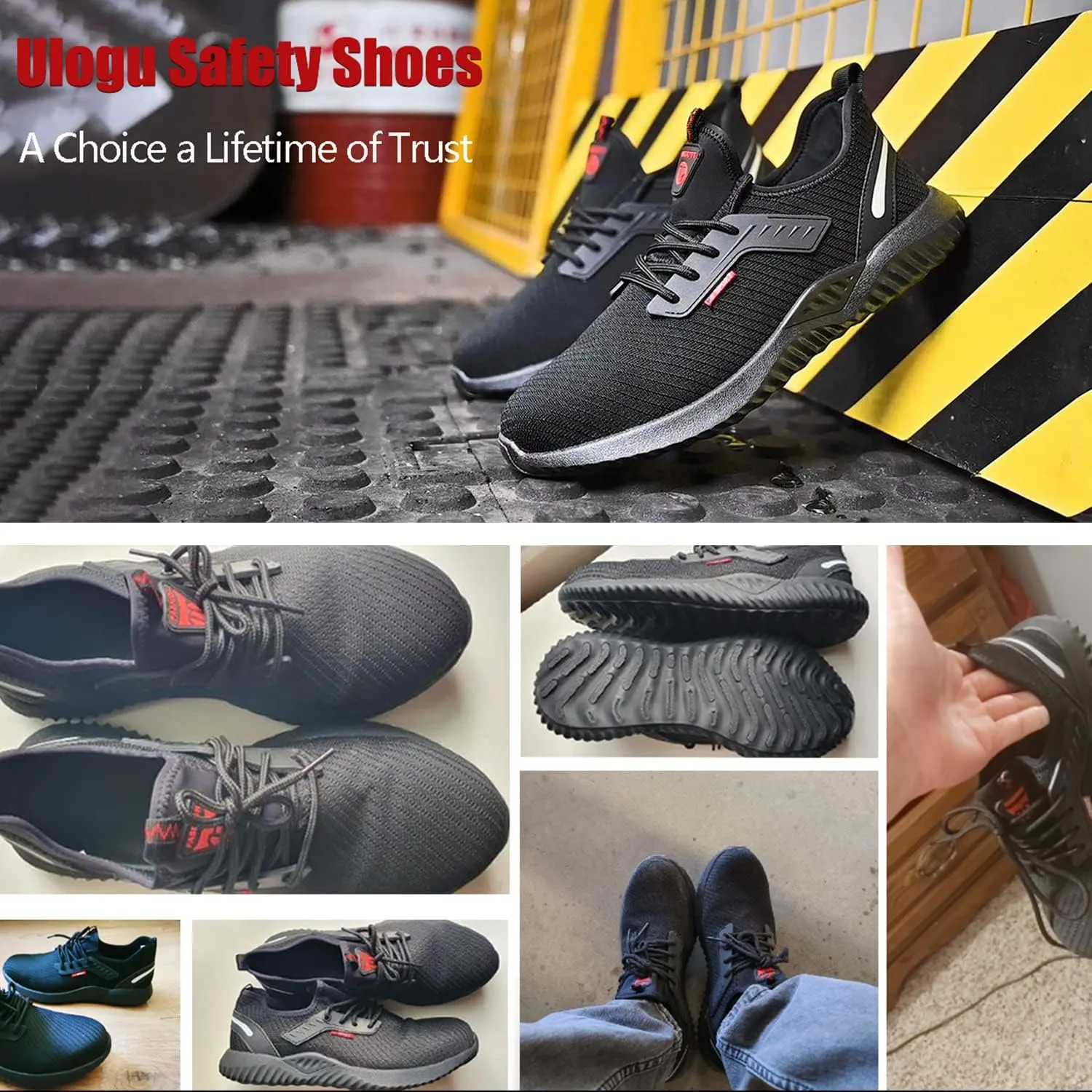 ulogu Steel Toe Shoes for Men WomenWaterproof Lightweight Roofing ShoeSafety Industrial Work Sneakers