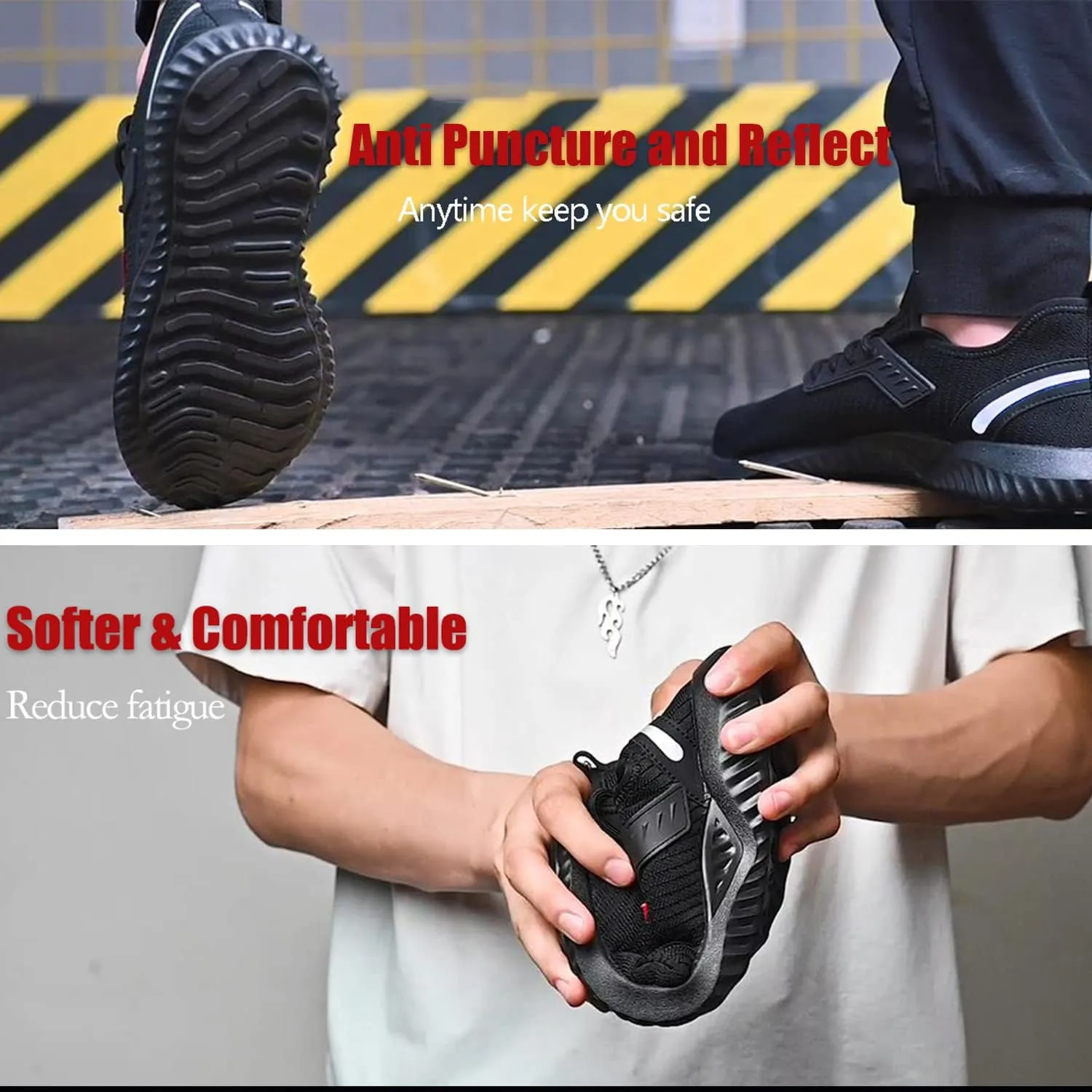 ulogu Steel Toe Shoes for Men WomenWaterproof Lightweight Roofing ShoeSafety Industrial Work Sneakers