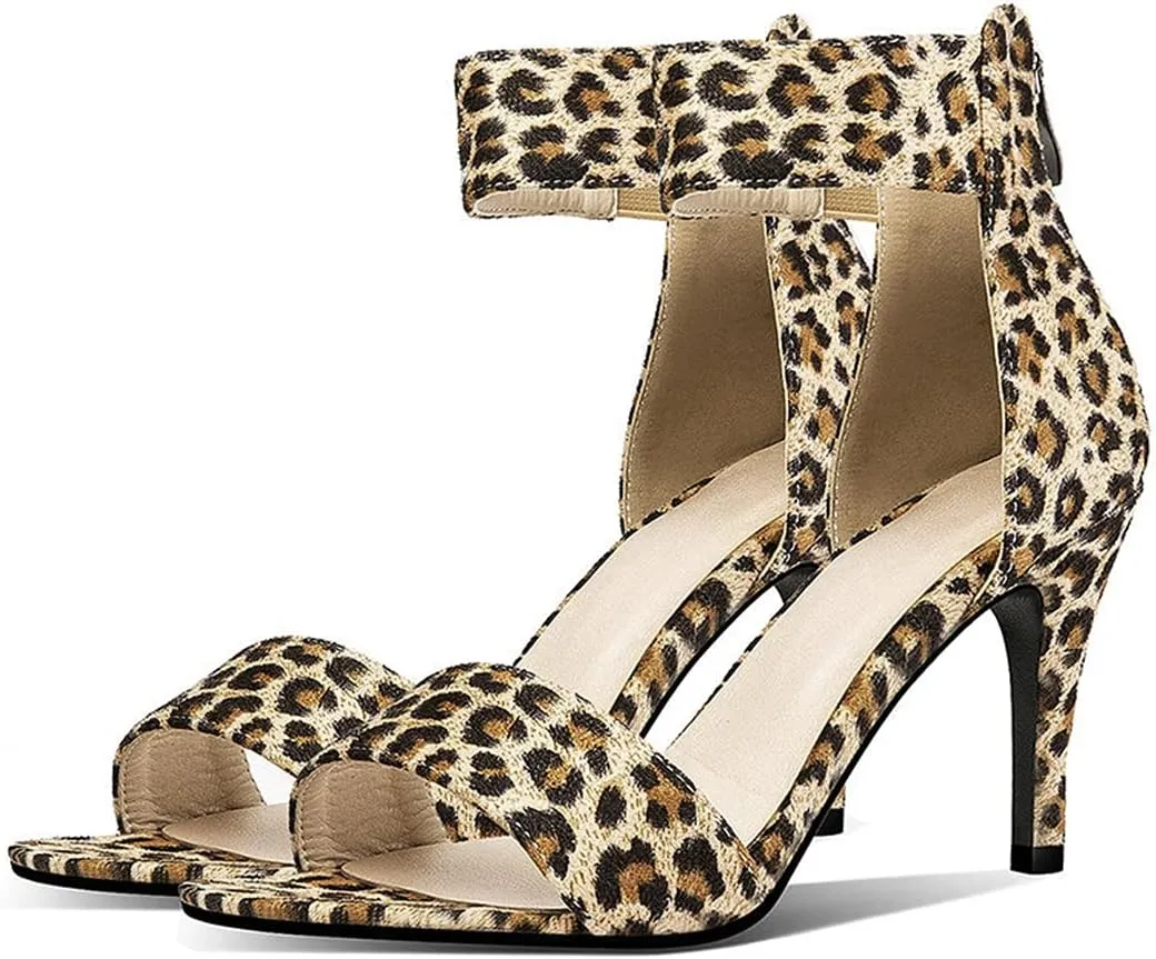 VOKLIN Women's Fashion Stiletto High Heel Sandals Single Band Open Toe Zipper Party Pump Dress Heeled Sandal
