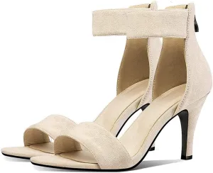 VOKLIN Women's Fashion Stiletto High Heel Sandals Single Band Open Toe Zipper Party Pump Dress Heeled Sandal