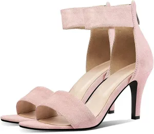 VOKLIN Women's Fashion Stiletto High Heel Sandals Single Band Open Toe Zipper Party Pump Dress Heeled Sandal