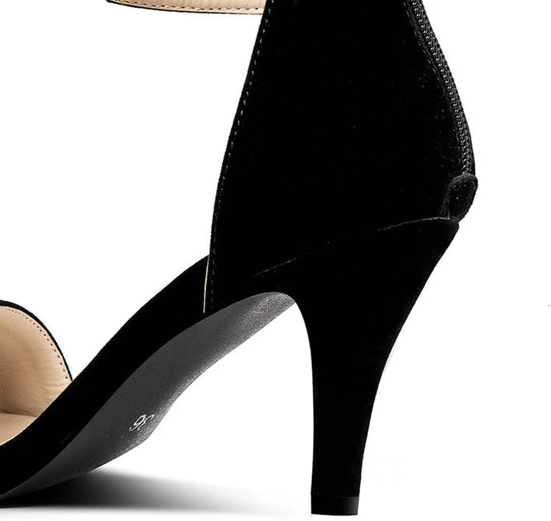 VOKLIN Women's Fashion Stiletto High Heel Sandals Single Band Open Toe Zipper Party Pump Dress Heeled Sandal