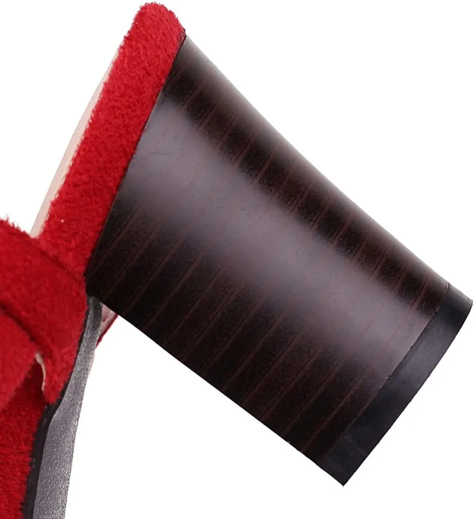 VOKLIN Women's Pointed Toe T-strap Block High Heel Dress Sandals Ankle Strap Party Pump Dressy Heeled Sandal