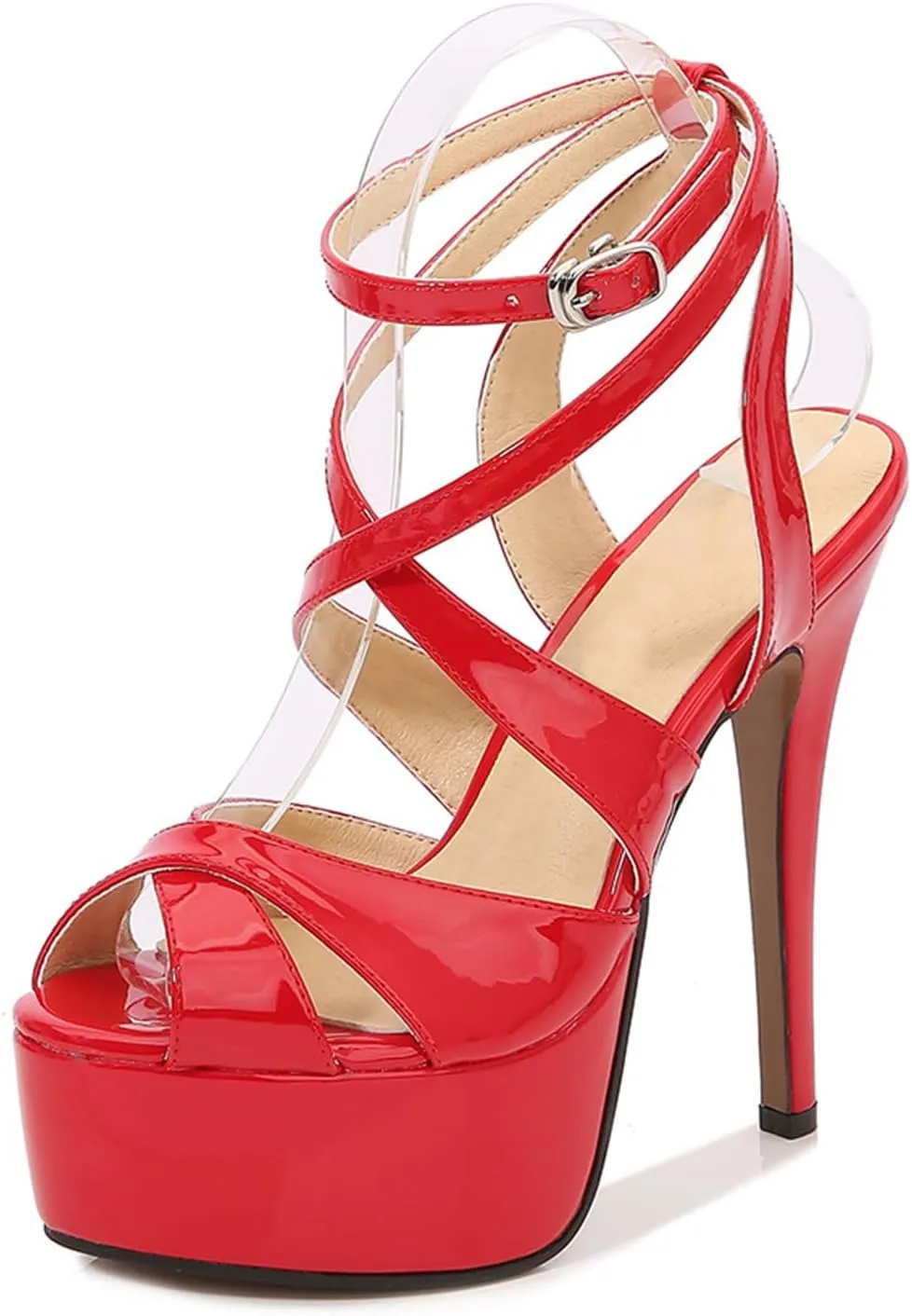Vujkliy Women's 14CM/5.5IN Stiletto Heel Waterproof Platform Sandals Fashion Car Model Catwalk Dress High Heel Sandals