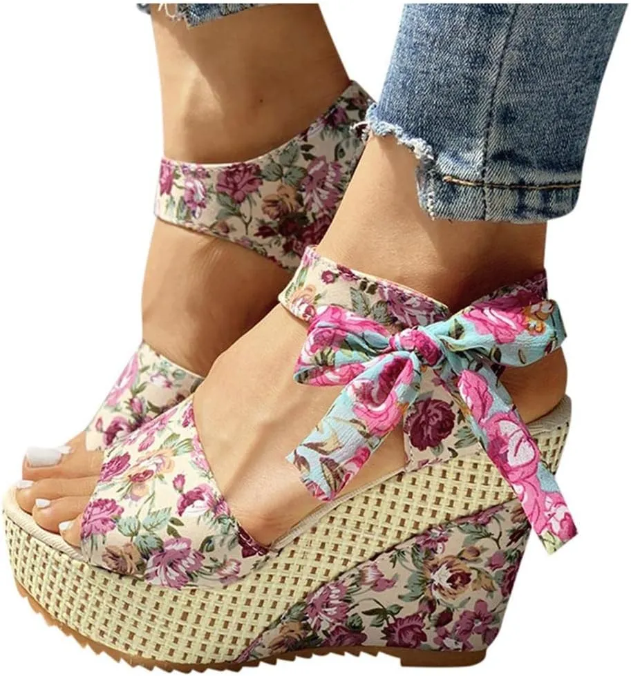 Wedge Sandal for Women Ankle Strap Flatform Arch Support Fish Mouth Toe Shoes Platform Espadrilles Waterproof Open