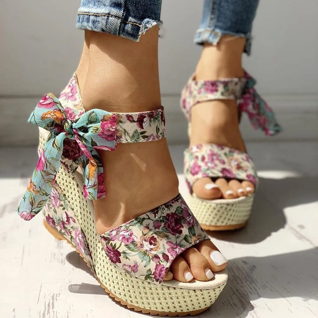 Wedge Sandal for Women Ankle Strap Flatform Arch Support Fish Mouth Toe Shoes Platform Espadrilles Waterproof Open