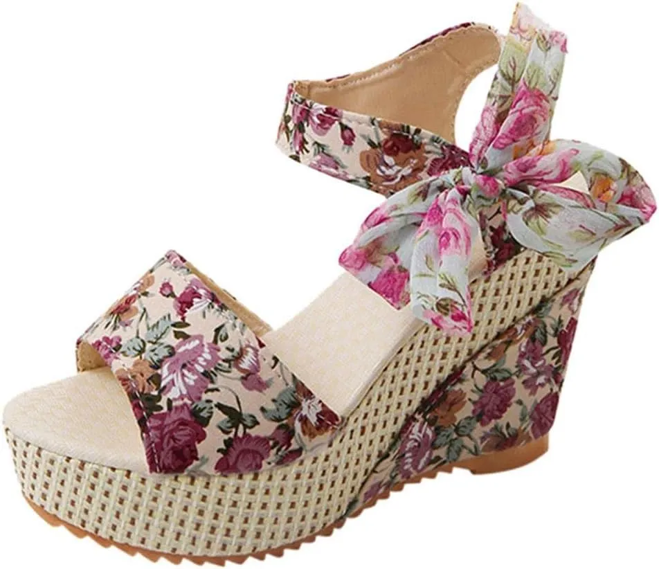 Wedge Sandal for Women Ankle Strap Flatform Arch Support Fish Mouth Toe Shoes Platform Espadrilles Waterproof Open