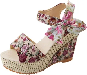 Wedge Sandal for Women Ankle Strap Flatform Arch Support Fish Mouth Toe Shoes Platform Espadrilles Waterproof Open