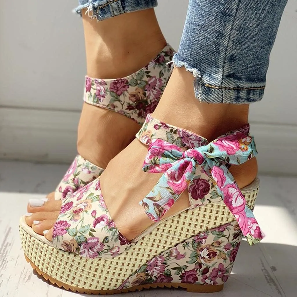 Wedge Sandal for Women Ankle Strap Flatform Arch Support Fish Mouth Toe Shoes Platform Espadrilles Waterproof Open