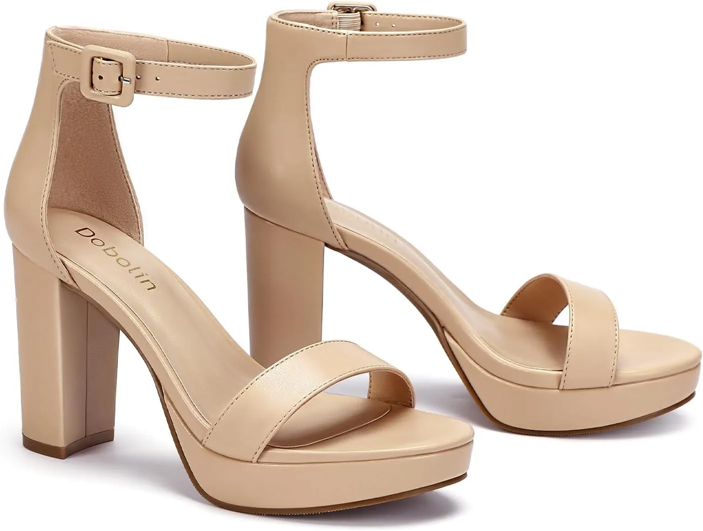 Wide Width Heels for Women Platform Heels 4-Inch Ankle Strap Open Toe Sandals Wedding Party Dress Shoes