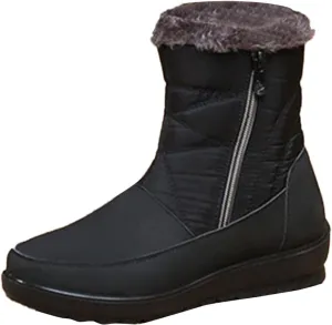 Winter Boots for Women with Fur Lined Warm Slip On Boots Waterproof Booties Comfortable Outdoor Anti Slip Shoes