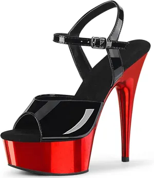 WOilERQ Women's Color Block high Heel Sandals Peep Open Toe Platform Sandals Ankle Straps Dress Shoes for Sexy Nightclub Pole Dancing Stripper Club 5.9 Inch