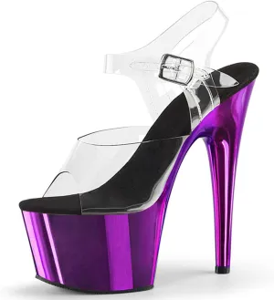 WOilERQ Women's Platform Stiletto Heels Shoes Peep Toe Pumps 6.7 inch Heels PVC Clear Ankle Straps Sandals for Sexy Dress Wedding Party Pole Dancing