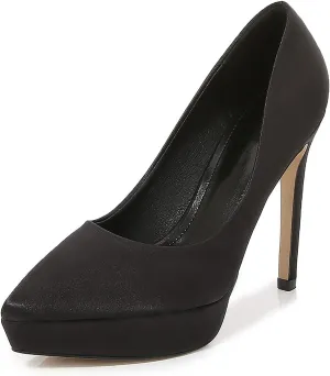 WOilERQ Women's Satin High Heels Pointed Mouth High Heels Single Shoe Sexy Waterproof Platform Wedding Ceremony Bridal Shoes Dress Fashion Stilettos,Black,40
