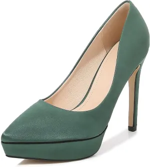 WOilERQ Women's Satin High Heels Pointed Mouth High Heels Single Shoe Sexy Waterproof Platform Wedding Ceremony Bridal Shoes Dress Fashion Stilettos,Green,40