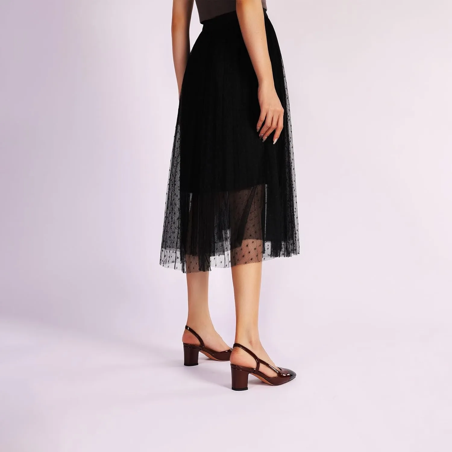 Women Slingback Heeled Sandals Cap Toe Block Mid Heel Pumps Two Toned Chunky Heels Vintage Formal Dress Slide Shoes