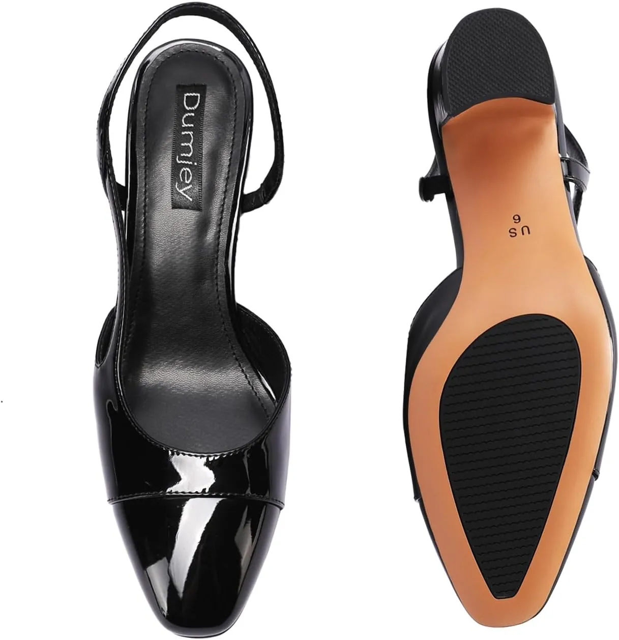 Women Slingback Heeled Sandals Cap Toe Block Mid Heel Pumps Two Toned Chunky Heels Vintage Formal Dress Slide Shoes