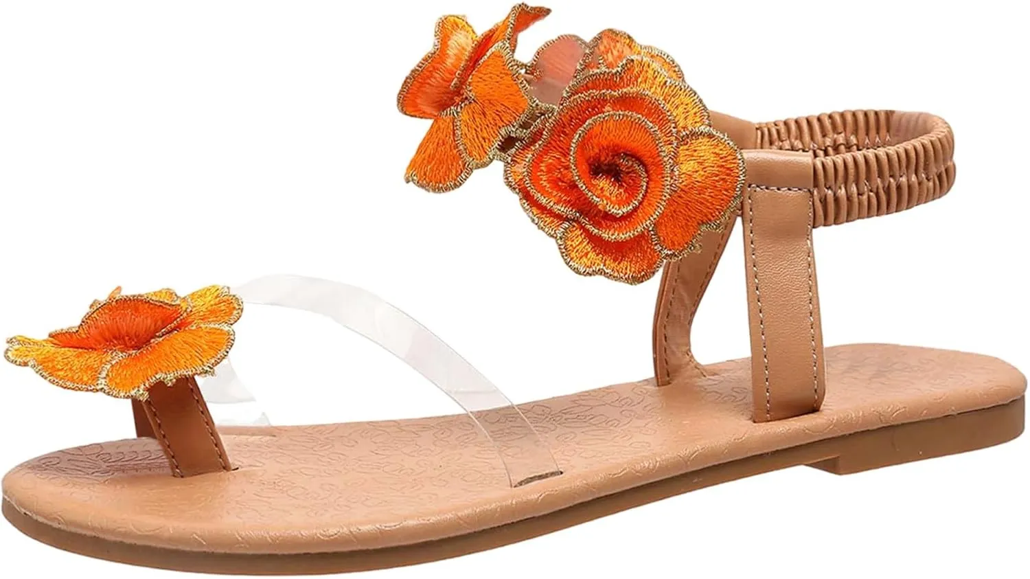 Women Summer Elastic Band Flowers Casual Open Toe Flat Comfortable Beach Shoes Sandals Sexy Sandals for Women High Heels