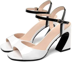 Womens Heel Sandals,Bridesmaid Wedding Prom Party Dress Shoes Outdoor Leisure Heel Open Toe Sandals,White- 36/UK 3/US 5