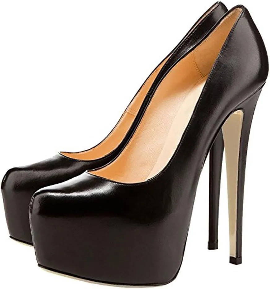 Women's High Heel Platform Round Closed Toe Dress Pump Shoes