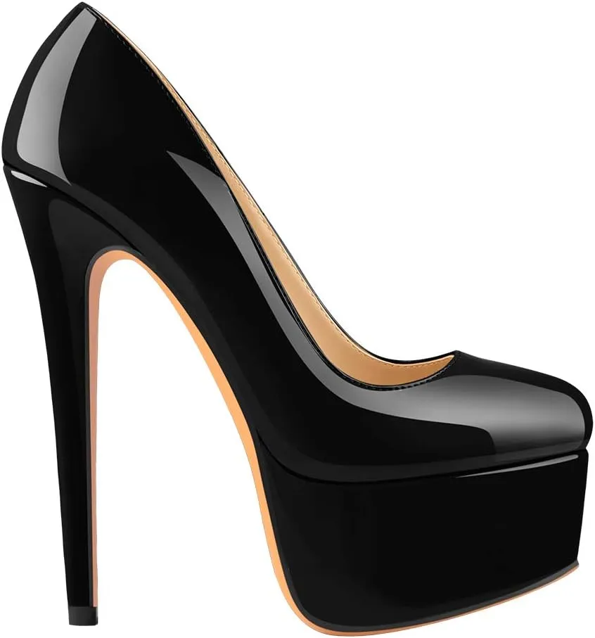 Women's High Heel Platform Round Closed Toe Dress Pump Shoes