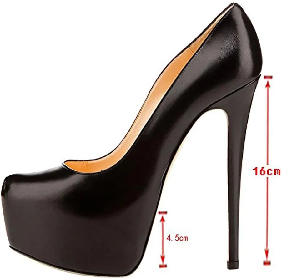 Women's High Heel Platform Round Closed Toe Dress Pump Shoes