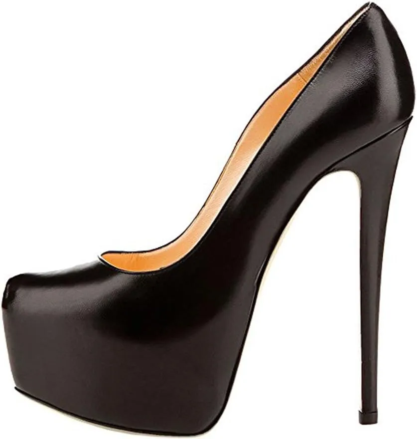 Women's High Heel Platform Round Closed Toe Dress Pump Shoes