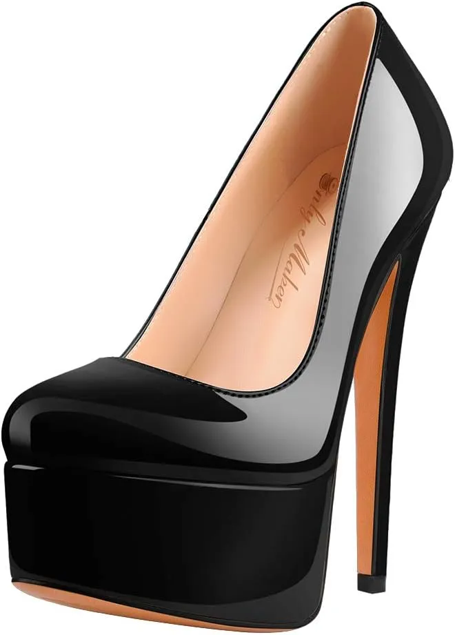 Women's High Heel Platform Round Closed Toe Dress Pump Shoes