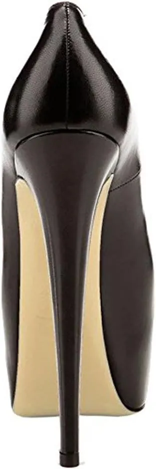 Women's High Heel Platform Round Closed Toe Dress Pump Shoes