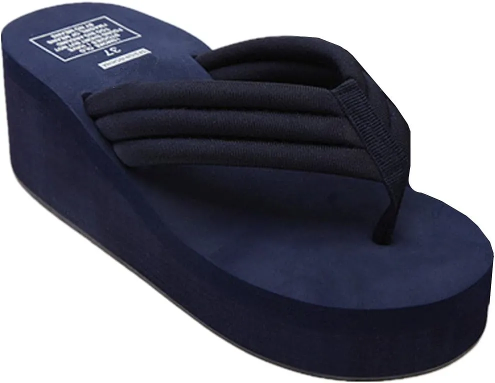 Womens High Wedge Beach Sandals Summer Thong Flip Flops Platform