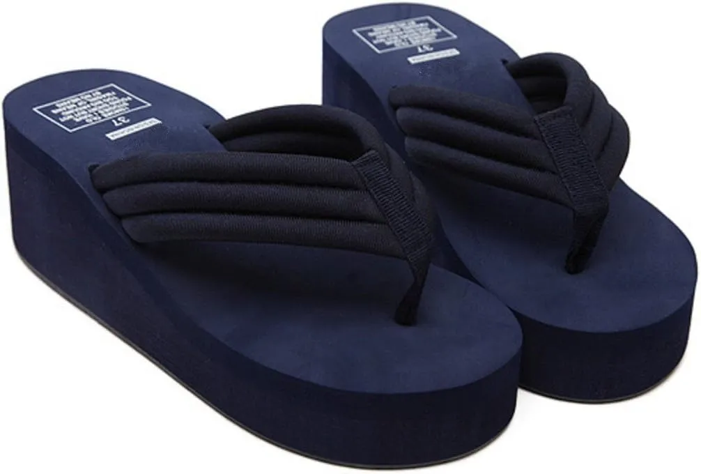 Womens High Wedge Beach Sandals Summer Thong Flip Flops Platform