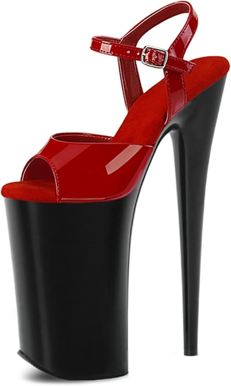 Women's Open Toe Platform High Heeled Sandals Stiletto Ankle Strap Dress Shoes Color Block Sexy Stripper Nightclub Pole Dance Super Heel Sandals 10.2inch