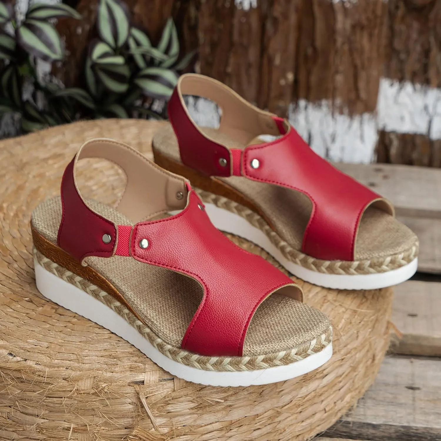 Women's Platform Sandals Comfort Casual Lightweight Waterproof Open Toe Sandal Slip On Elastic Straps Shoe Summer Espadrille Slippers Outdoor Vocation Beach Daily Wear Walking Hiking Shoes