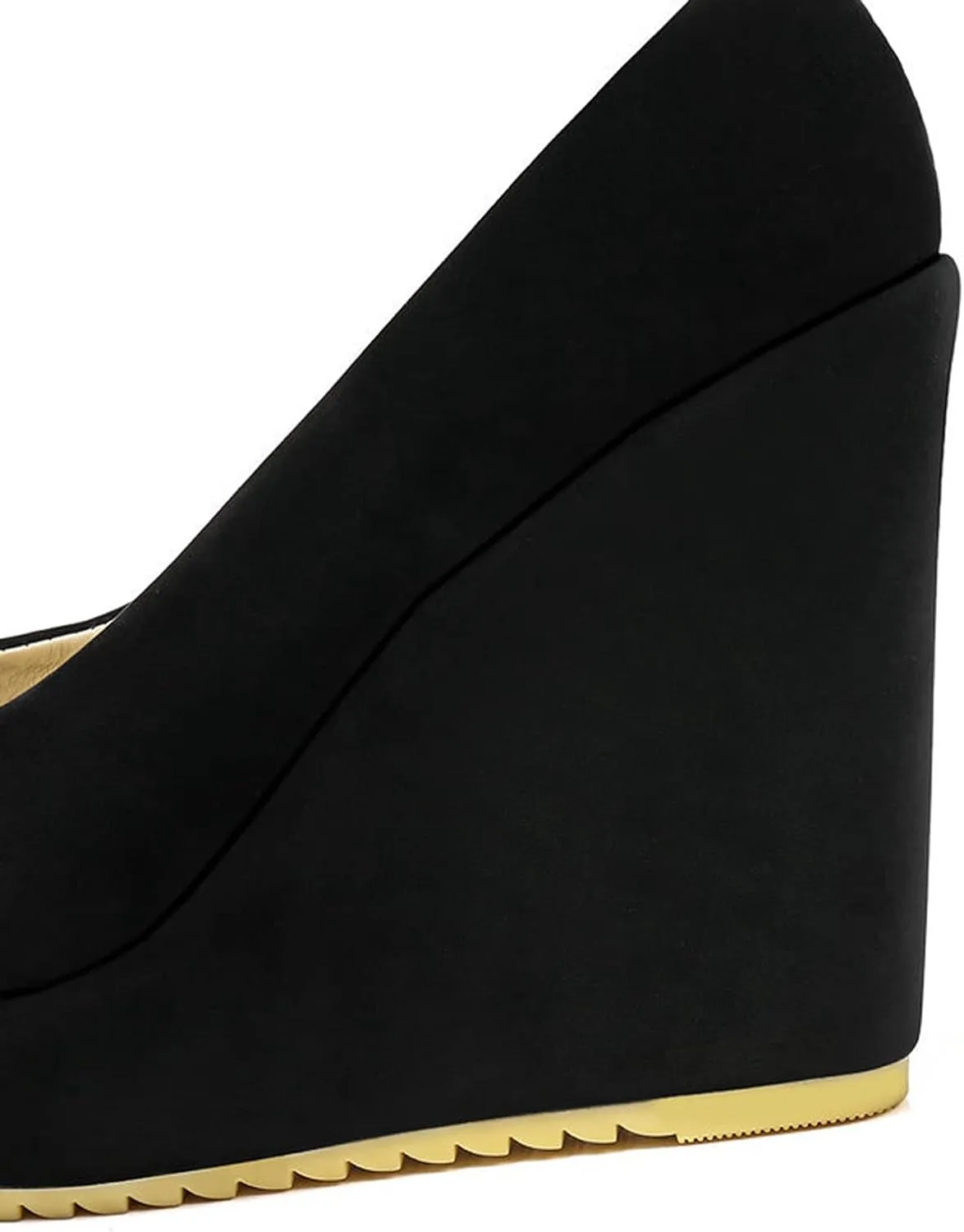 Womens Platform Wedge High Heel Pumps Slip On Comfortable Casual Round Toe Office Work Dress Shoes