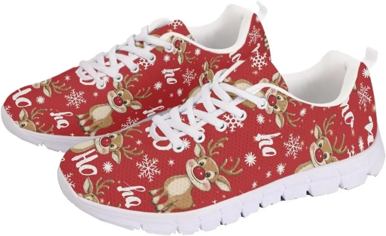 Women's Running Shoes Christmas Sneakers Breathable Sports Tennis Shoes Trainers Lace-up Comfortable Causal Travel Walking Shoes for Lady US 5-12