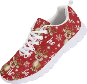 Women's Running Shoes Christmas Sneakers Breathable Sports Tennis Shoes Trainers Lace-up Comfortable Causal Travel Walking Shoes for Lady US 5-12