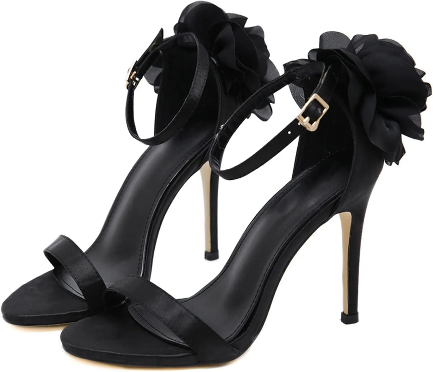 Women's Sandals Ankle Buckle Flowers Open Toe Heeled Sandals Summer Fashion Sexy Women High Heel Sandals Backless Dress Sandals Leisure Wedding Prom Shopping Party Shoes