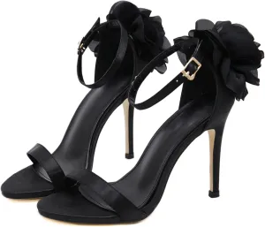 Women's Sandals Ankle Buckle Flowers Open Toe Heeled Sandals Summer Fashion Sexy Women High Heel Sandals Backless Dress Sandals Leisure Wedding Prom Shopping Party Shoes