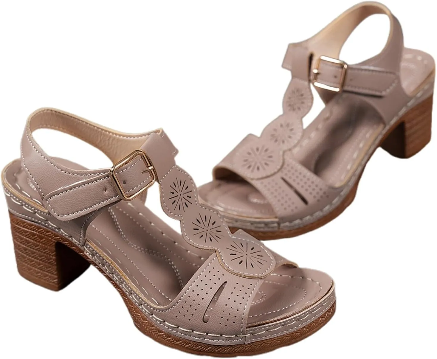 Womens Sandals Dressy Wedge Sandals Low Strappy Sandal Open Toe Ankle Strap Dress Wedding Evening Shoes For Bridal