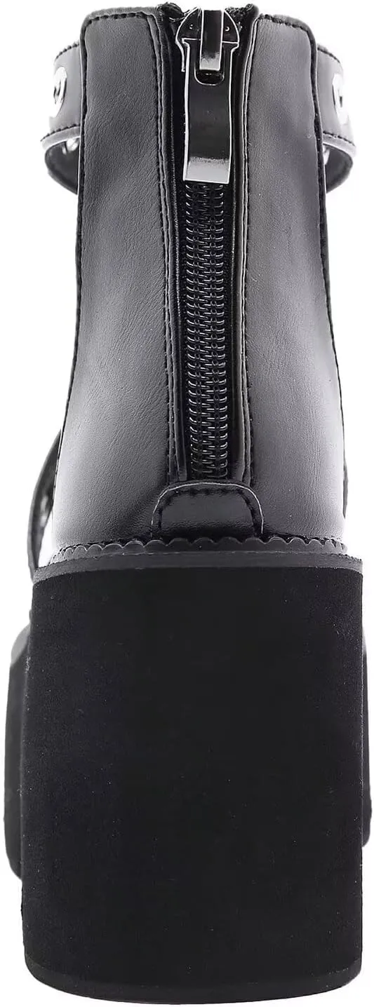 Women'S Sandals Open-Toe Adjustable Strap with Buckles Heel Zipper Waterproof Leather Gothic Style Cosplay Dresses Party Dating Daily Casual Summer High Heel