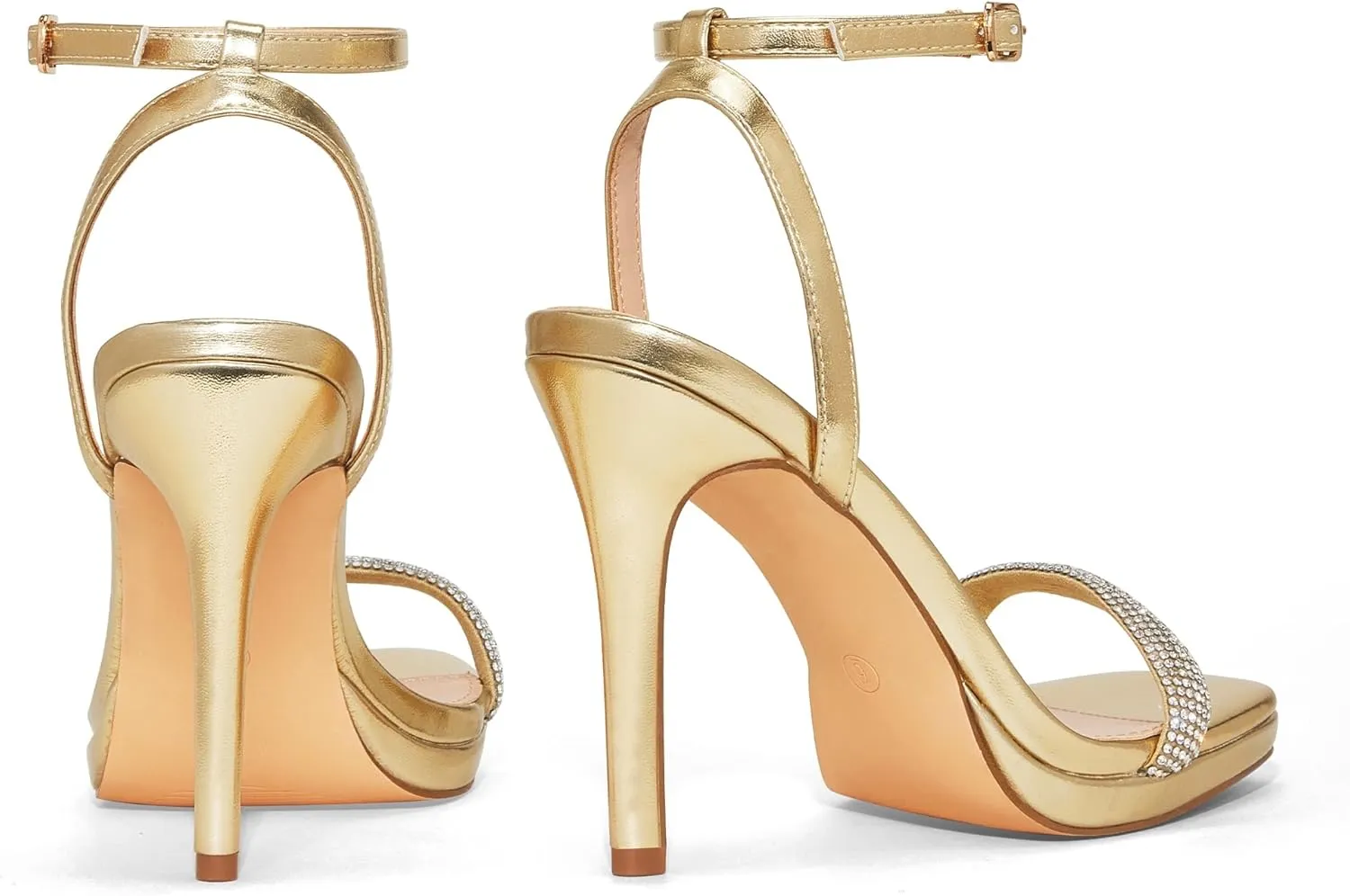 Womens Stiletto Strappy Heeled Sandals, 4.3 Inch Square Open Toe Sexy High Heels Ankle Strap Buckle Heels for Party Wedding Dress Daily Wear Shoes