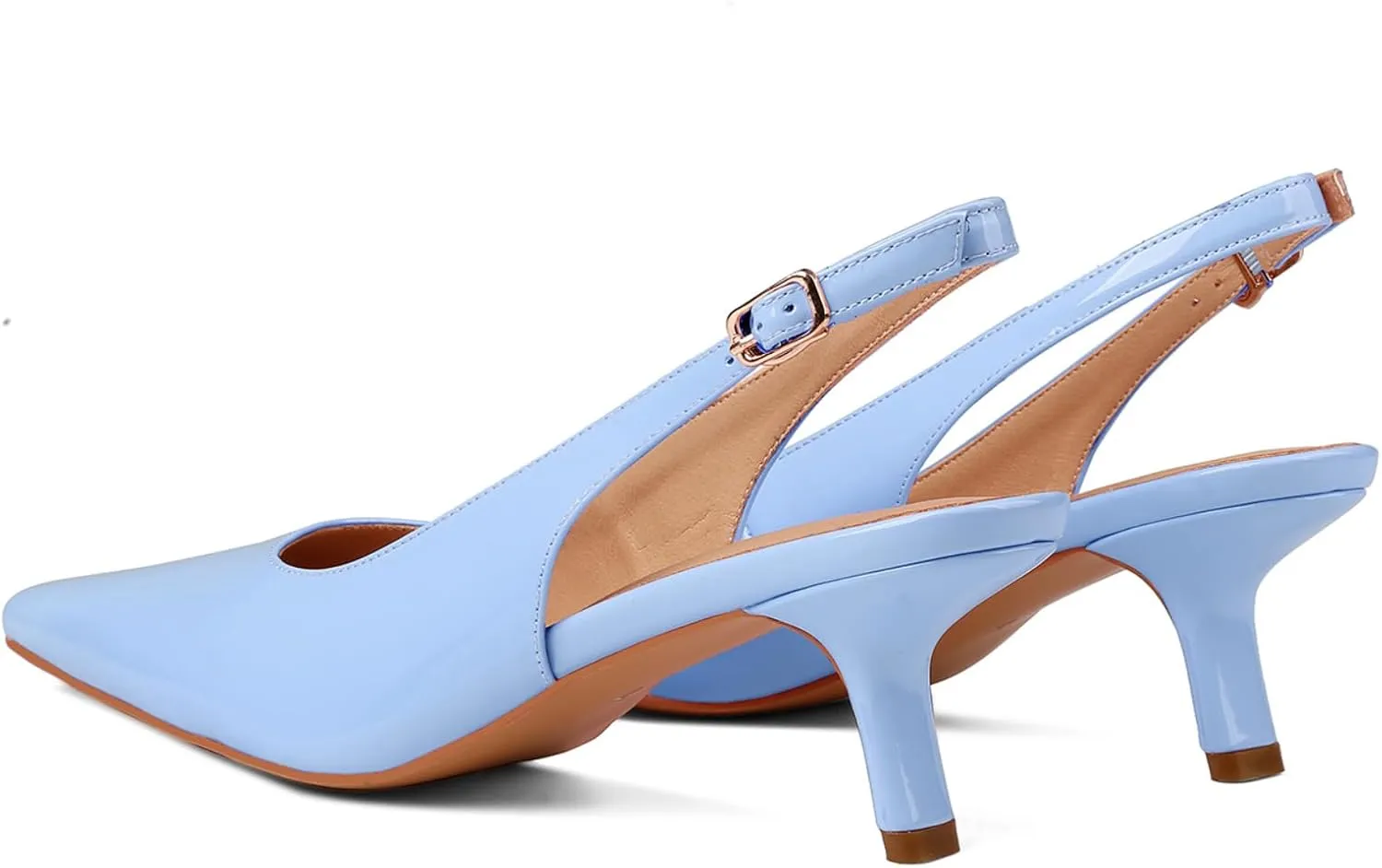 Women's Thin High Cute Wedding Patent Leather Buckle Kitten Low Heels Dress Shoes Ankle Strap Party Fashion Sandals