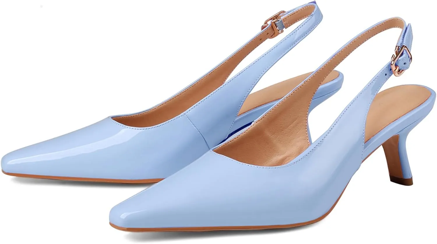 Women's Thin High Cute Wedding Patent Leather Buckle Kitten Low Heels Dress Shoes Ankle Strap Party Fashion Sandals