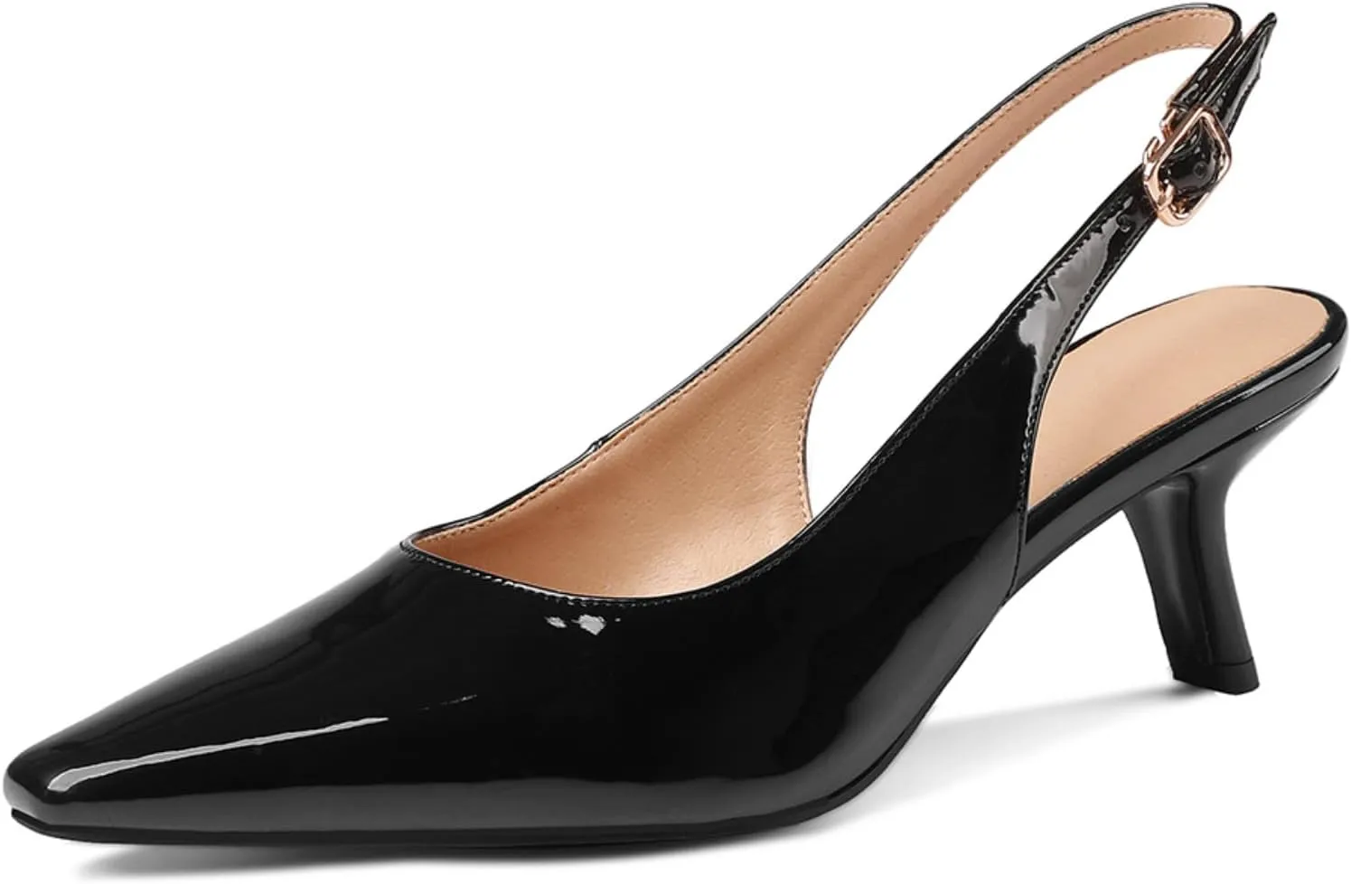 Women's Thin High Cute Wedding Patent Leather Buckle Kitten Low Heels Dress Shoes Ankle Strap Party Fashion Sandals