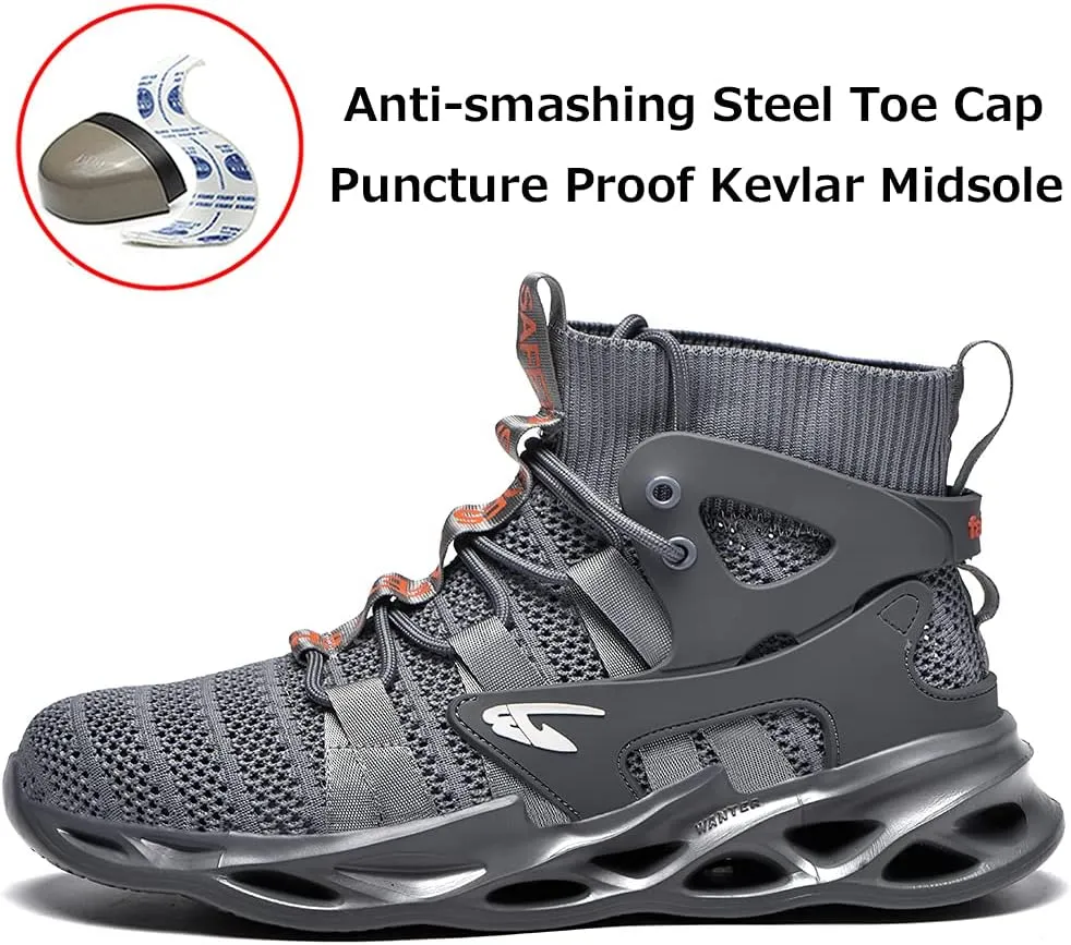 Work Steel Toe Boots Indestructible Safety Shoes Lightweight Breathable Construction Sneakers Slip Resistant Composite Toe Boots for Men Women