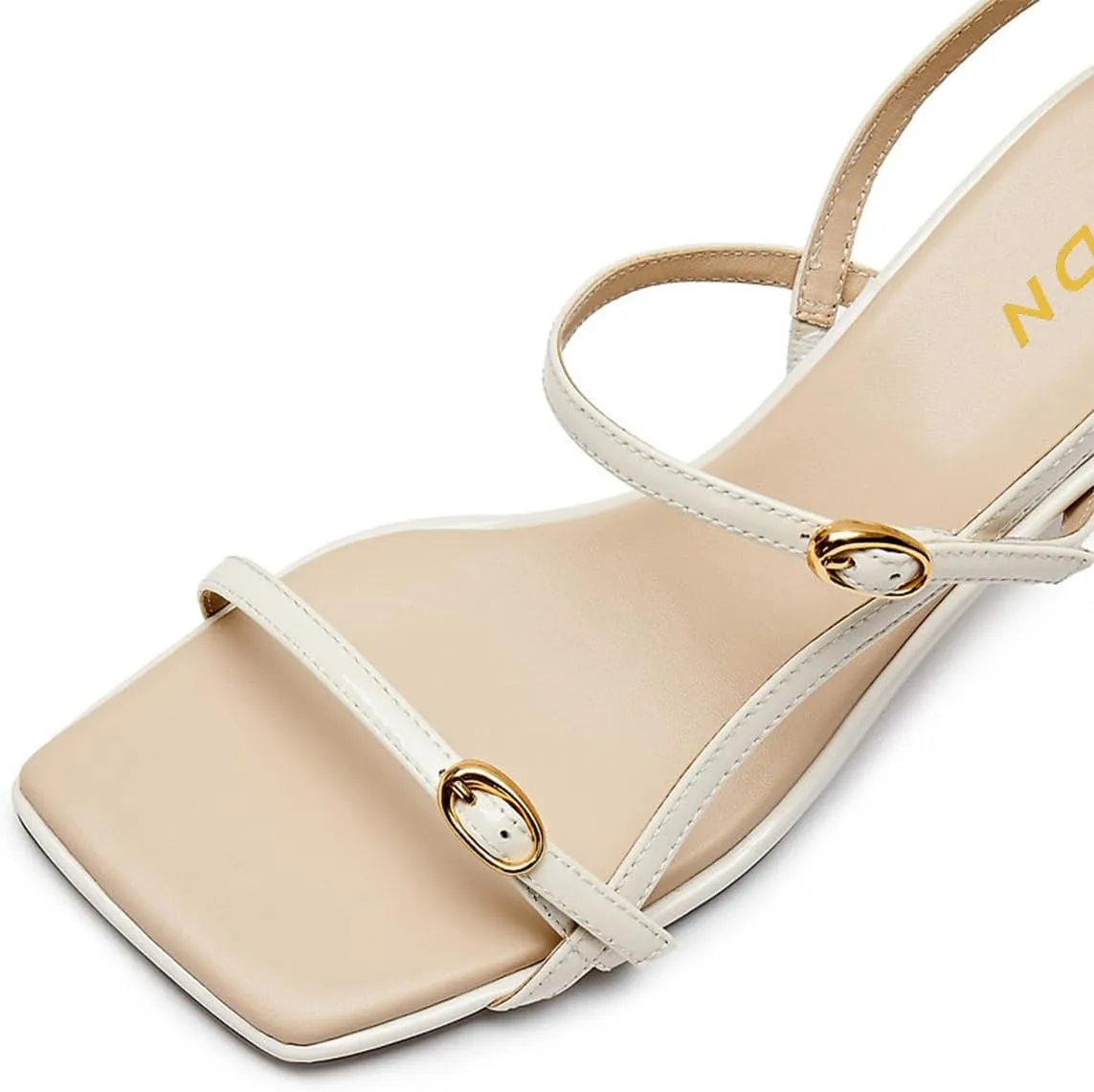 YDN Women Fashion Open Square Toe Slim Mid Heel Sandals Slip On Straps Buckle Slingback Shoes Party Dress Summer Size 4-16 US