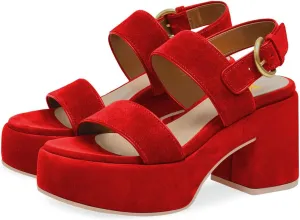 YDN Women Open Toe Double Strap Sandals Platform Block Mid Heels Adjustable Buckle Outfit Casual Shoes Size 4-15 US